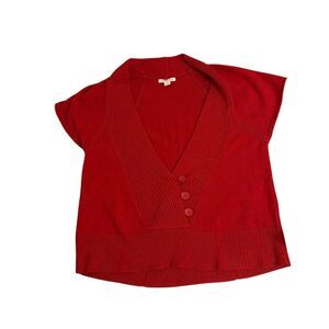 Coldwater Creek Women's XL Red Short‎ Sleeve Cardigan Sweater